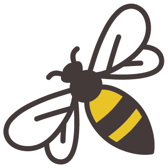 Illustration Biene aus Logo fliegt nach links