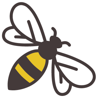 Illustration Biene aus Logo fliegt nach rechts